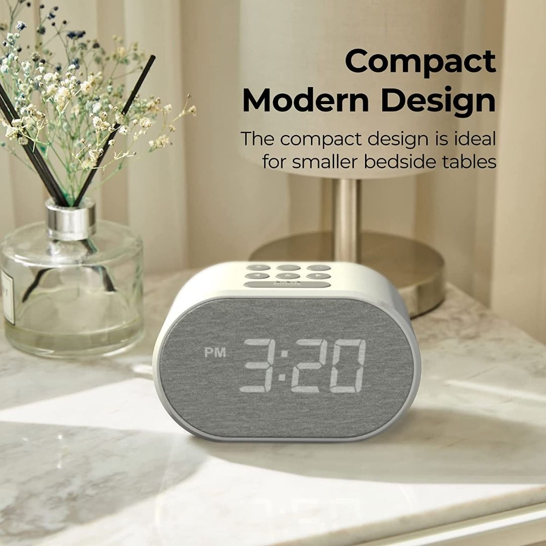 ibox Alarm Clock Bedside Non Ticking LED Backlit Alarm Clock with USB