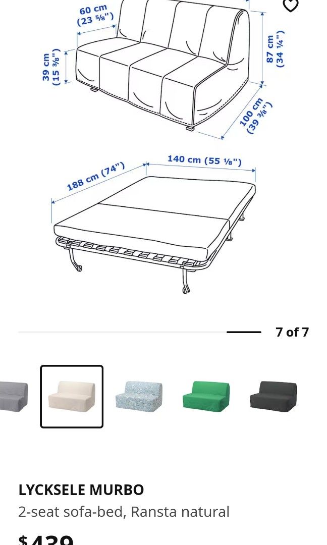 IKEA Lycksele Sofa Bed, Furniture & Home Living, Furniture, Sofas on