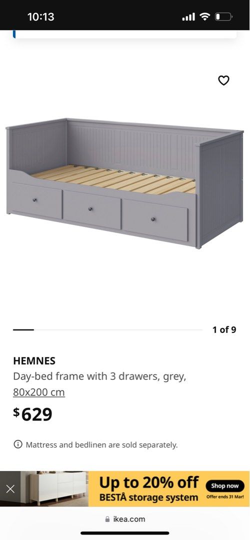 Ikea pull out day bed (Hemnes), Furniture & Home Living, Furniture, Bed