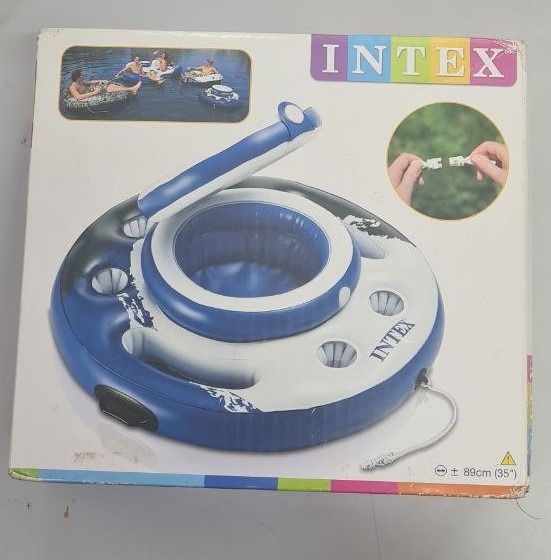 INTEX Mega Chill floating inflatable cooler with cup holder and storage ...