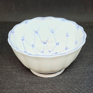 Japanese Tea Matcha Ceramic Bowl Hatazori-gata with Mesh Net Design