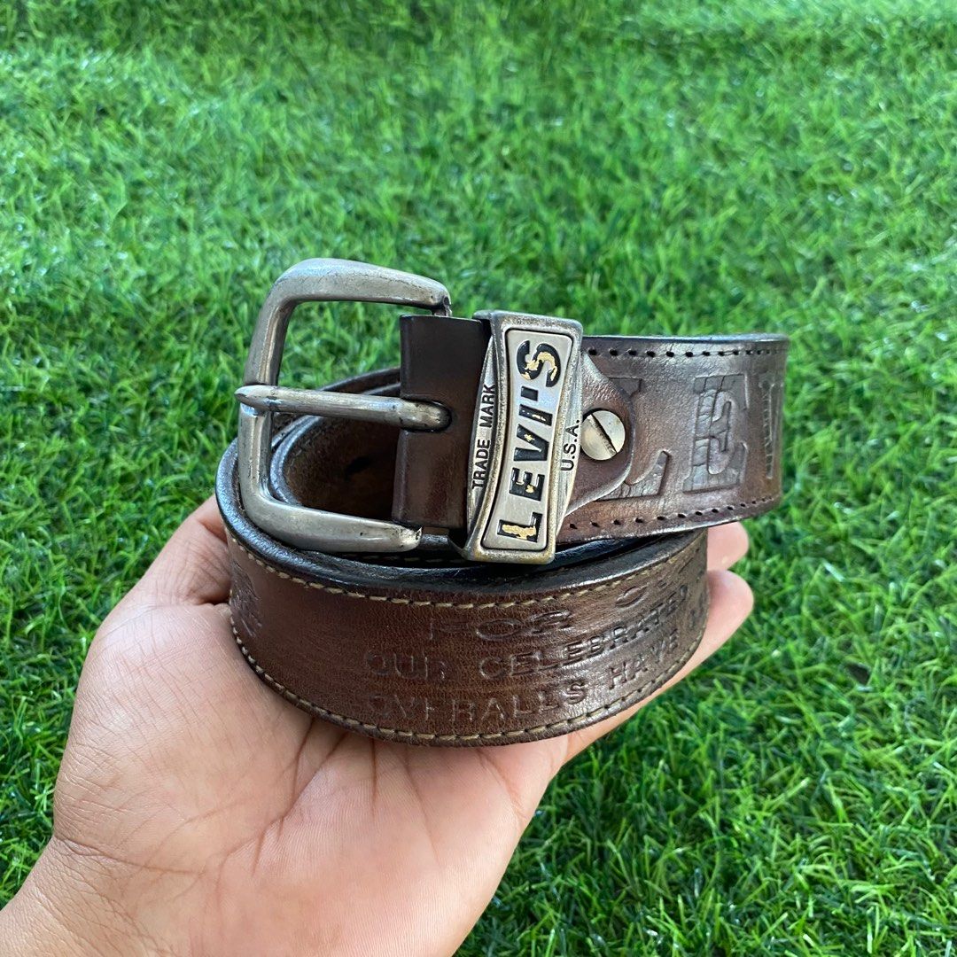 Levis 501 Iron Logo Fullprint Belt Genuine Leather Brown
