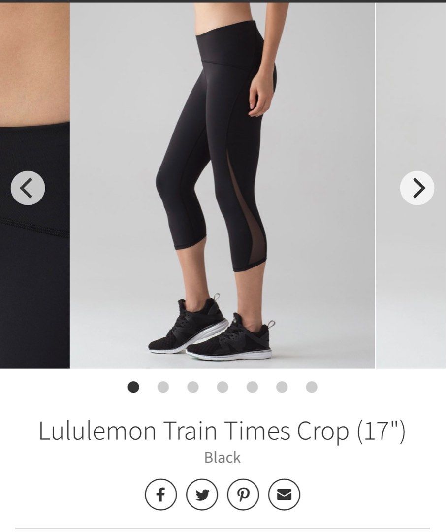 Lululemon Women Solid Black Train Times Crop 17” Leggings Luxtreme Mesh  Pant 4