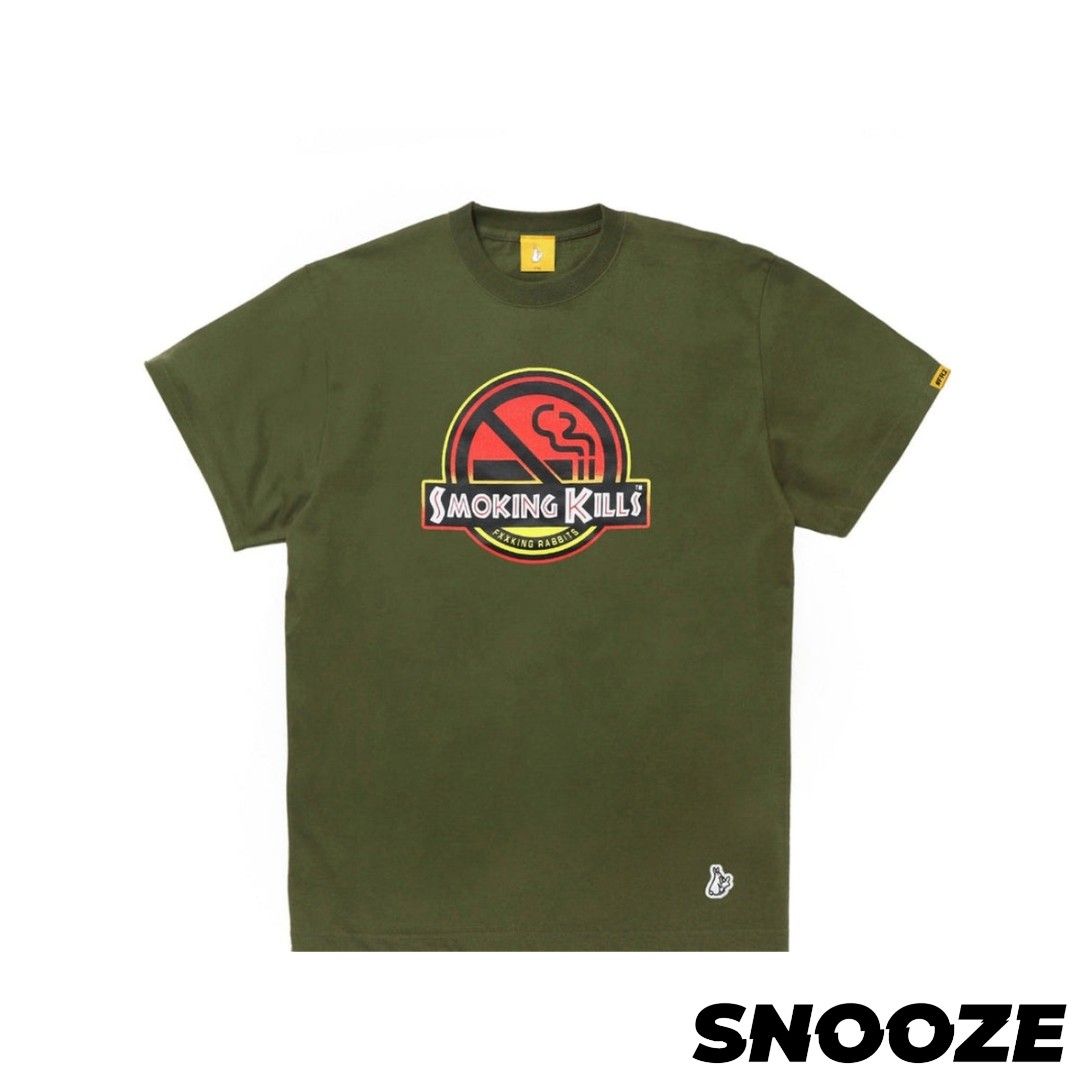 L/XL| FR2 FXXKING RABBIT NO SMOKING WORLD JURASSIC KHAKI GREEN TEE