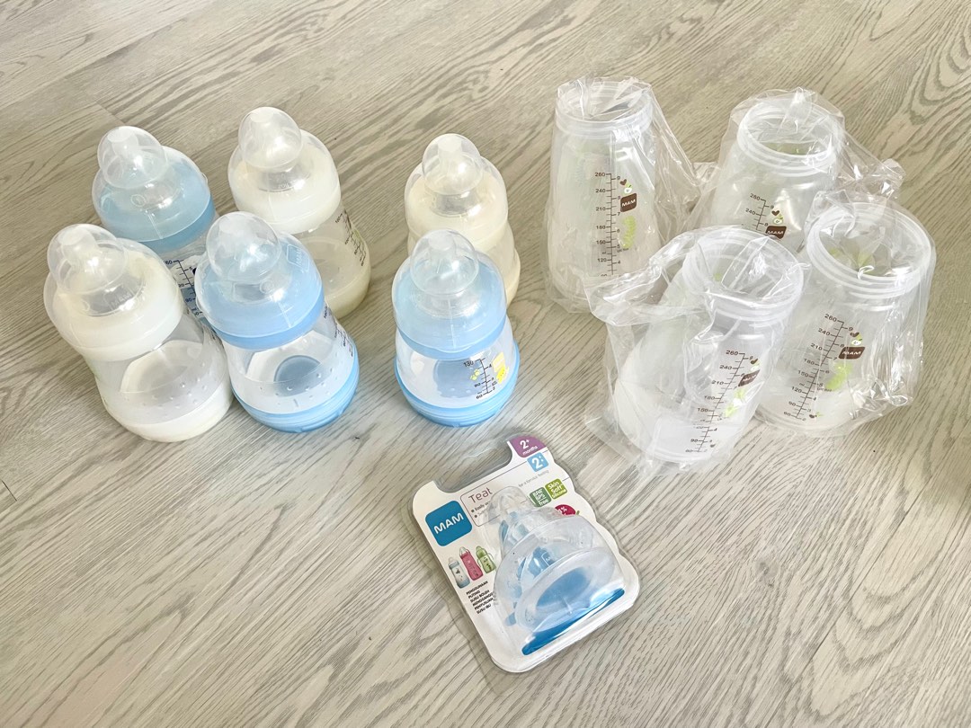 Mam bottles and teats (NEW & LIGHTLY USED), Babies & Kids, Nursing