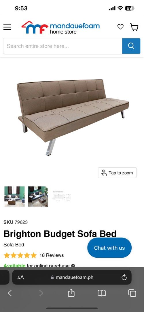 Mandaue Foam Brighton Sofa Bed Beige on Carousell