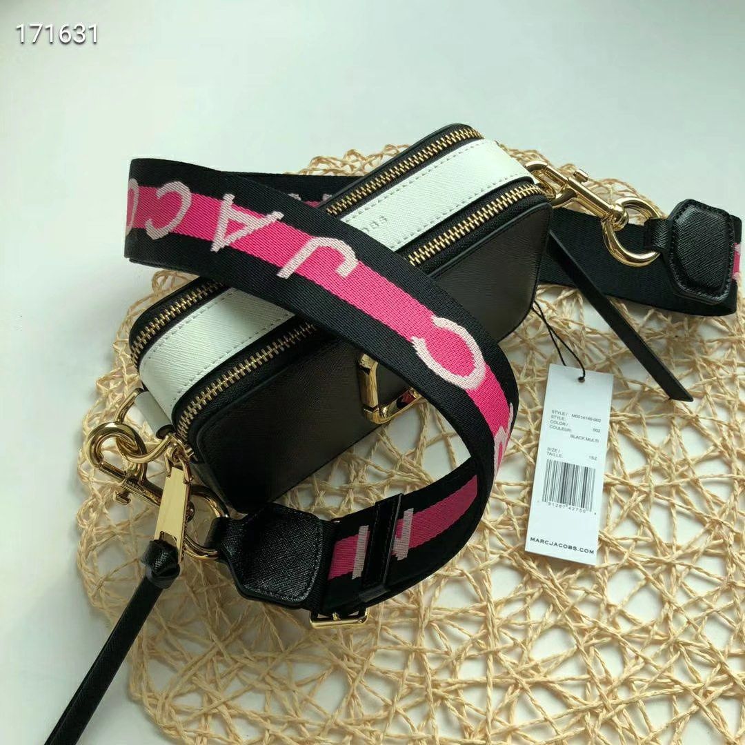 Marc Jacob Snapshot Bag New York classic black pink strap instock