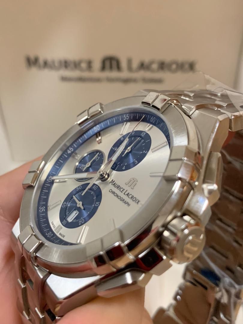 Maurice Lacroix Aikon Chronograph Black Dial Silver Steel Strap Watch for Men - AI1018-SS002-330-1