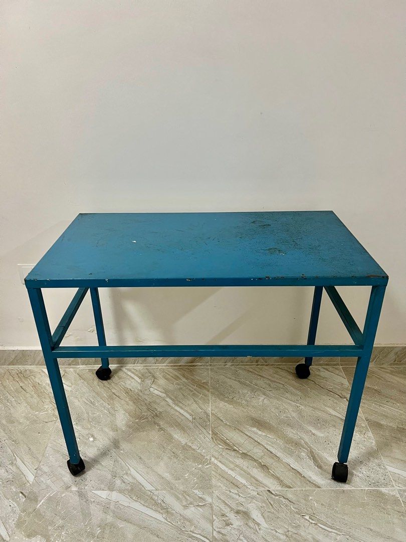 Metal table with wheels, Furniture & Home Living, Furniture, Tables
