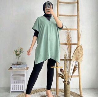 NAGITA LONG SQUARE AIRFLOW CRINKLE BLOUSE JUMBO BIG SIZE LD 130 - MINT