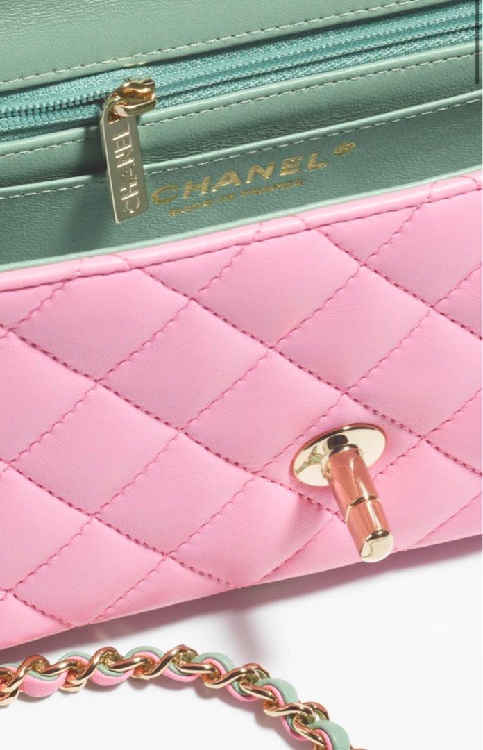 Chanel Classic Mini Rectangular 22K Pink Tweed with light gold hardware