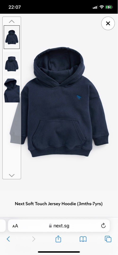 NEXT Soft Touch Jersey Hoodie Navy Blue 4 5yo