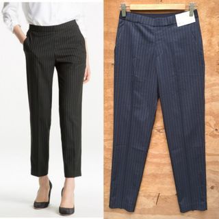 NWT Uniqlo Navy Blue Stripe Smart Ankle Pants