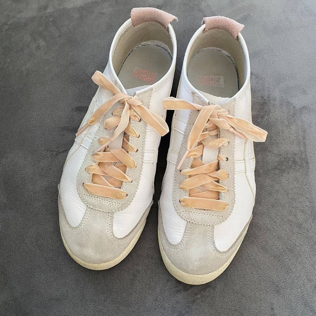 ORIGINAL Onitsuka Tiger Sneakers Mexico 66 White with Pink Velvet Lace