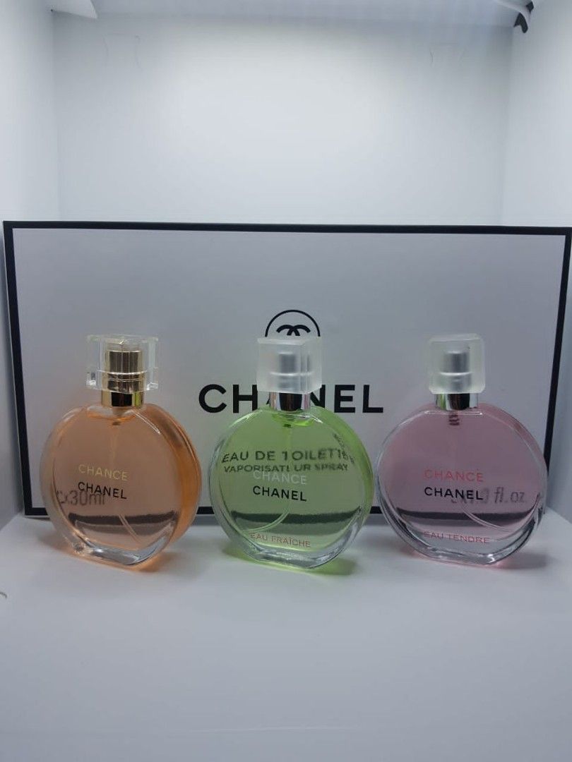 Perfume Chanel Chance miniature set perfume 3 in 1 Perfume 2, Beauty &  Personal Care, Fragrance & Deodorants on Carousell
