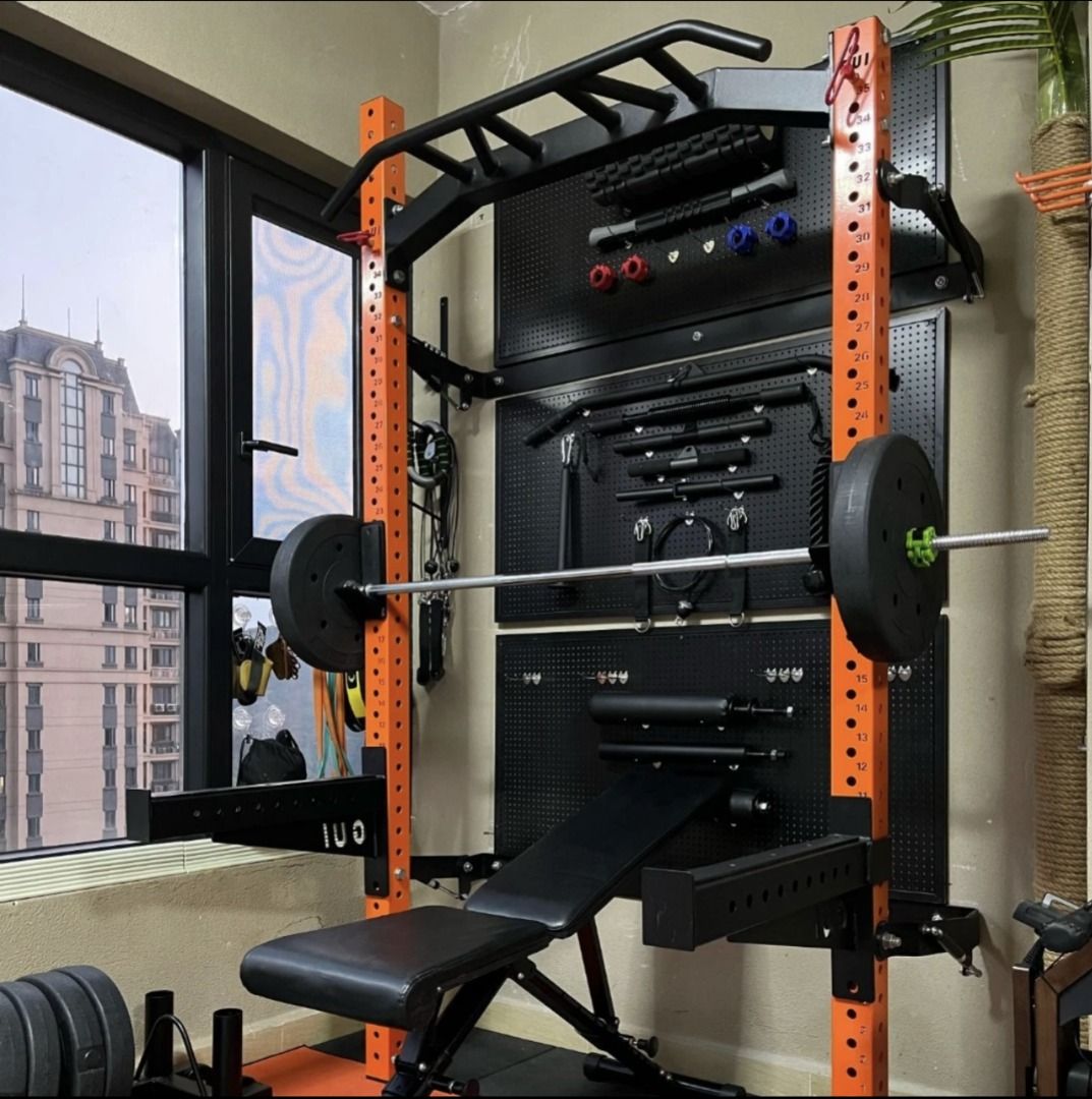 Pipe foldable pull up rack weightlifting squat rack training rack comprehensive trainer fitness equipment