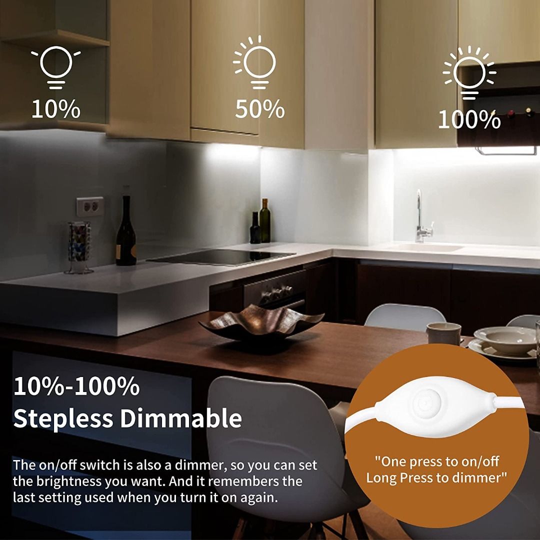 Plug in Under Cabinet Lighting 2pcs 12 Inch Dimmable Closet Light Cold White 6000K Linkable USB LED Light Bar Memory Function Under Counter Lights for Kitchen Desk Workspace Furniture Home Living Ligh...