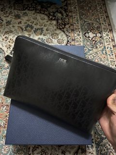 Pouch Black Dior Oblique Galaxy Leather
