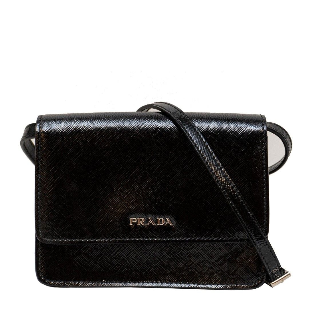 Prada Black Saffiano Mini Double Zip Crossbody Bag, Luxury, Bags & Wallets  on Carousell