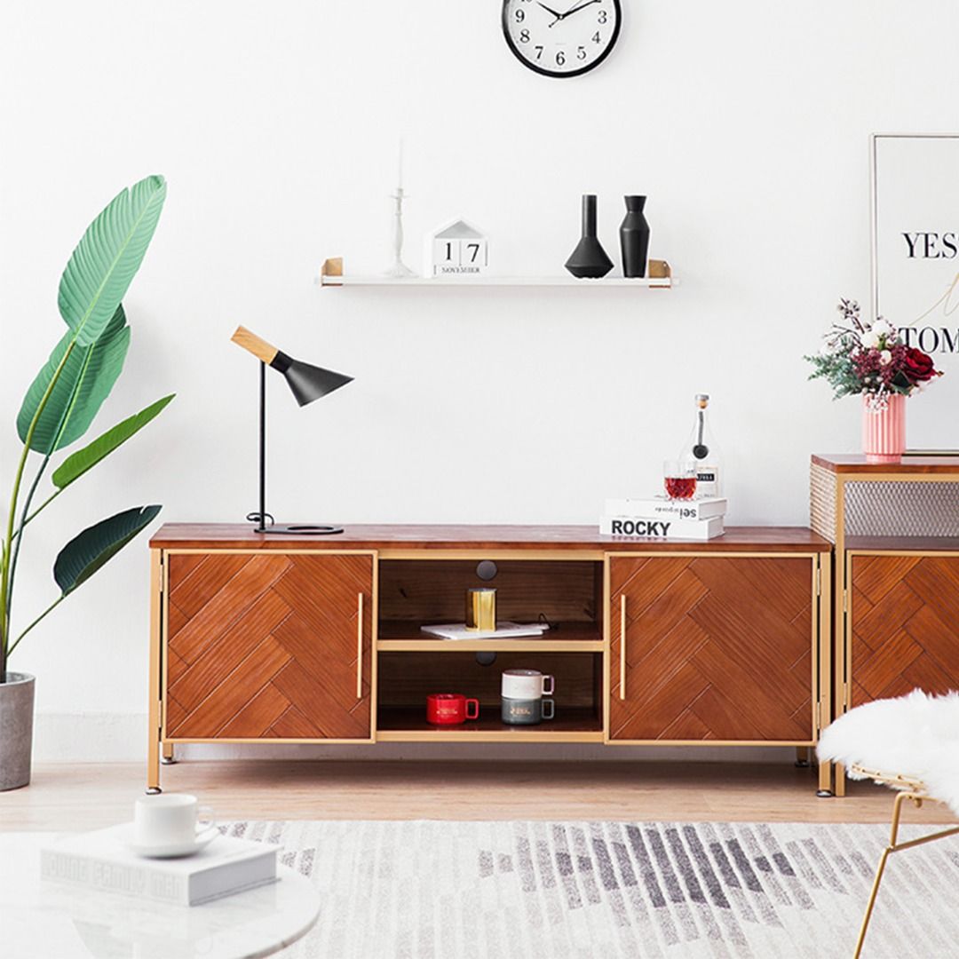 Presenthem Herringbone TV Console, Furniture & Home Living, Furniture