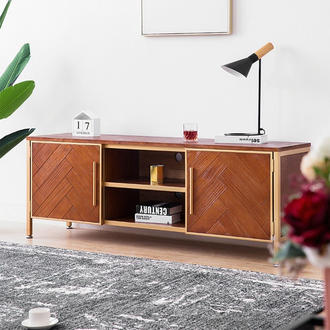 Presenthem Herringbone TV Console, Furniture & Home Living, Furniture