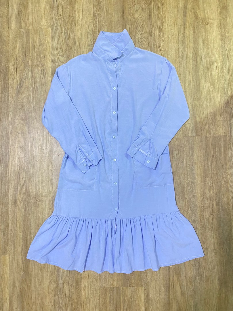 Ruffle detail shirt-dress