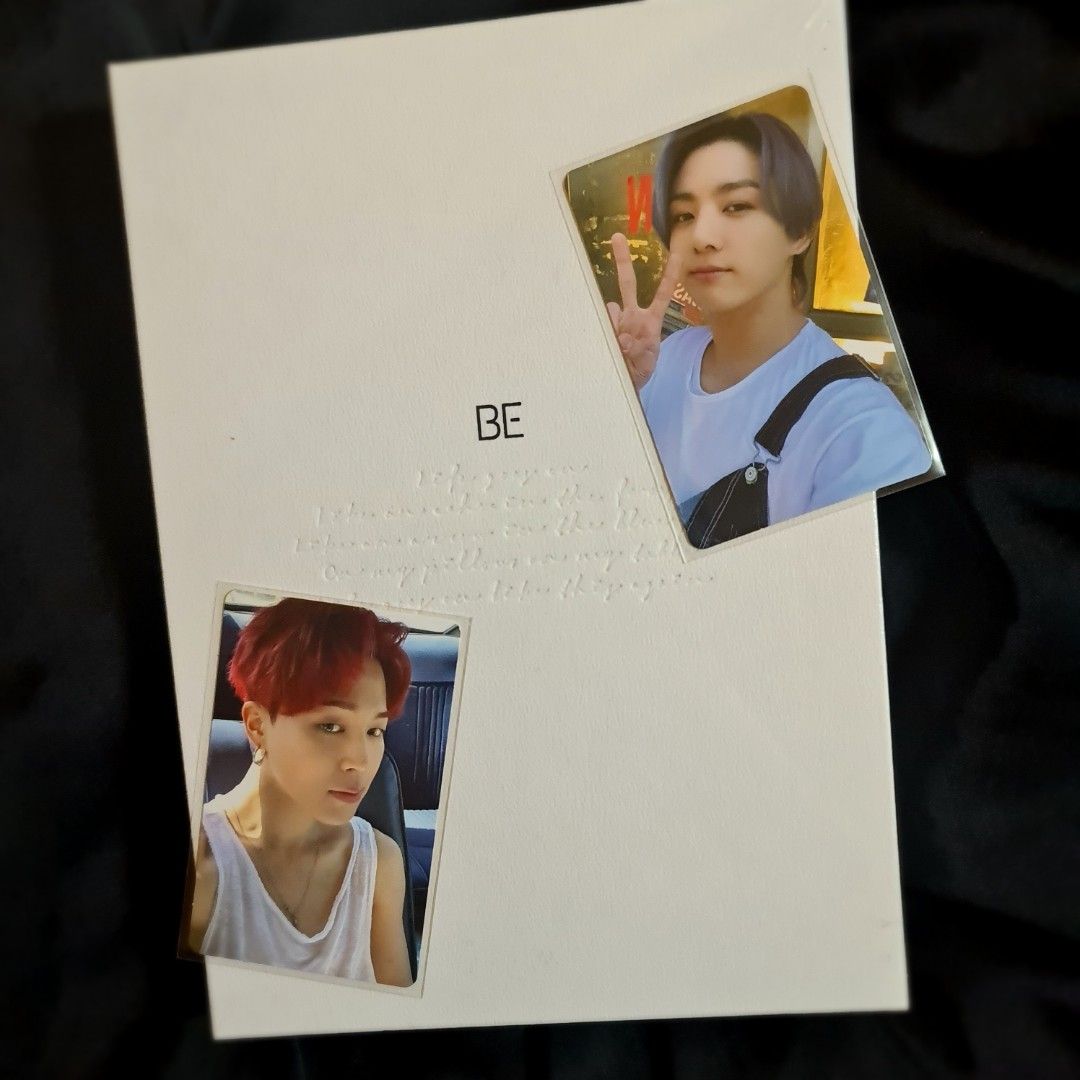 Jungkook &/ Jimin official photocards (Category: K-Wave Merchandise) located in Santa Rosa. Submitted by lvrio (Listing ID 1221849787, Image 1). Description: Official photocard P300/ea only. with double sleeves and card holder.