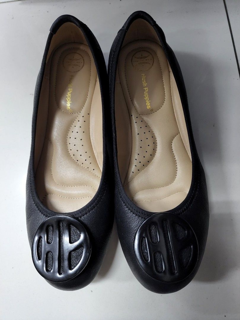 Sepatu Hush Puppies Samantha Black size US 6, Fesyen Wanita