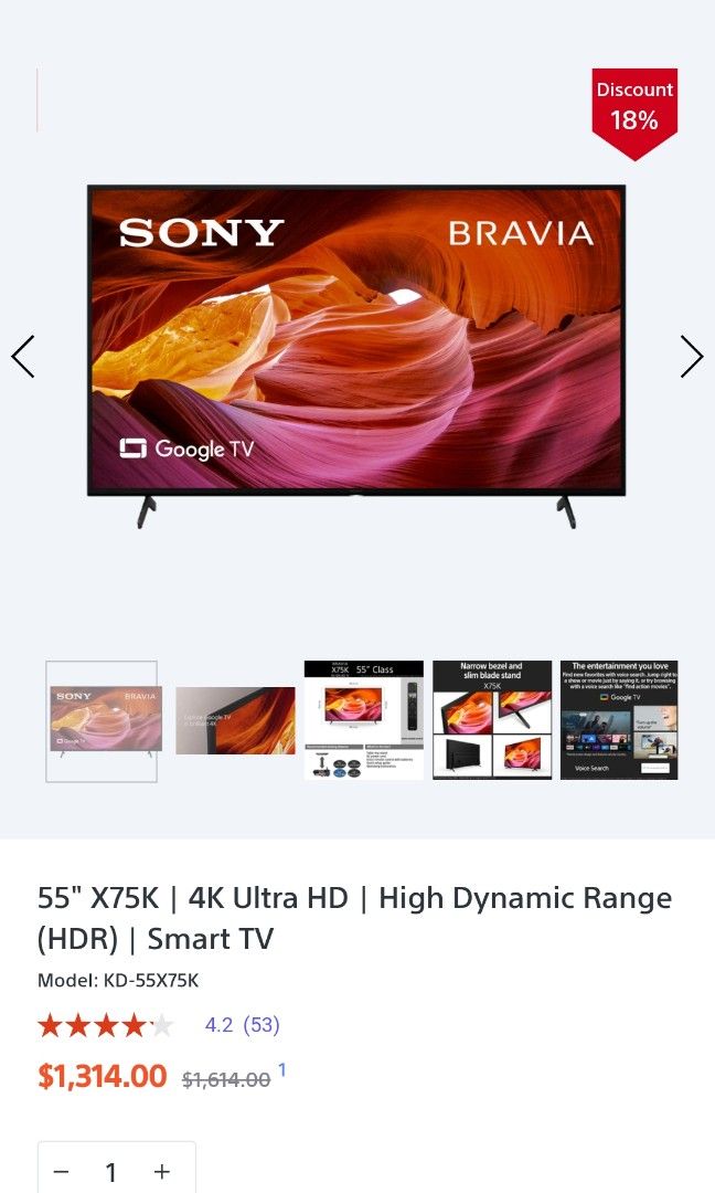 Sony 55 INCH X75K GOOGLE TV, TV & Home Appliances, TV & Entertainment