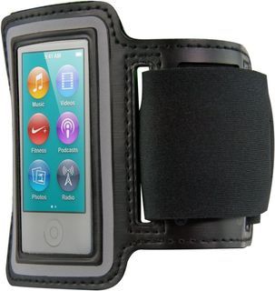 Sports Armband Compatible with Apple iPod Nano 7 - Running Armband with Key Compartment - Black
