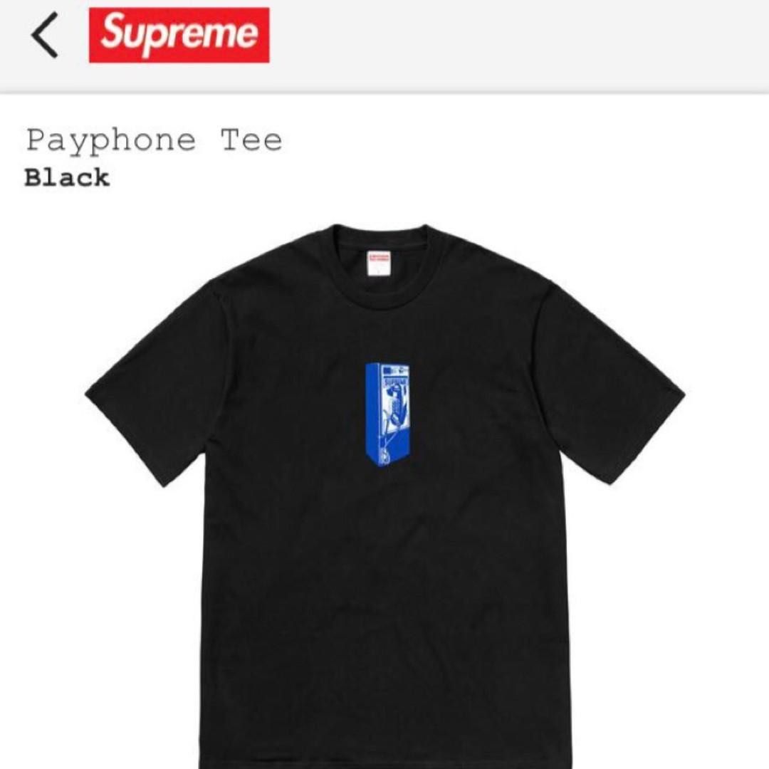 Supreme Payphone Tee Black FW18 M Men s Fashion Tops Sets