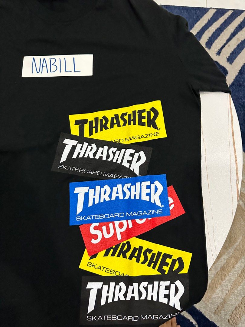 Supreme x Thrasher Multi Logo Long-Sleeve Tee 'Black