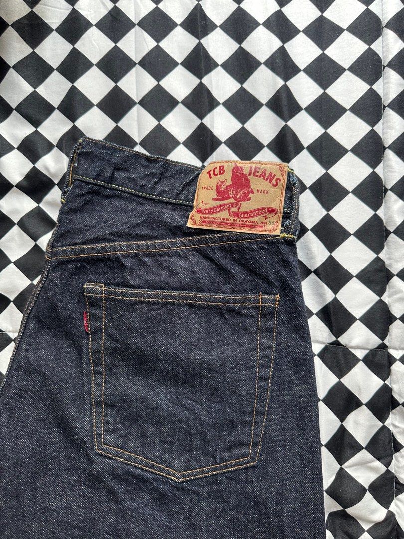 TCB Jeans Size 40 Indigo Contrast Stitch Selvedge Denim Button Fly Jeans main image 0