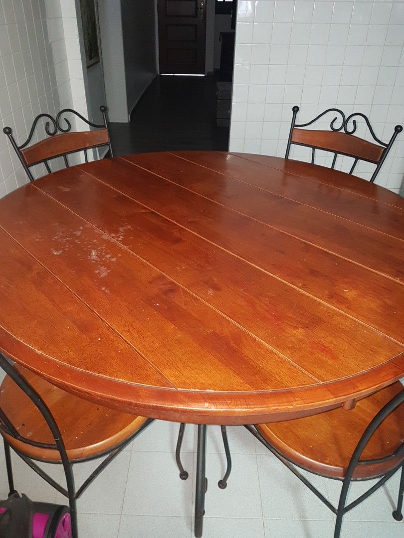 Teakwood Dining Table with 4 chairs, Furniture & Home Living, Furniture