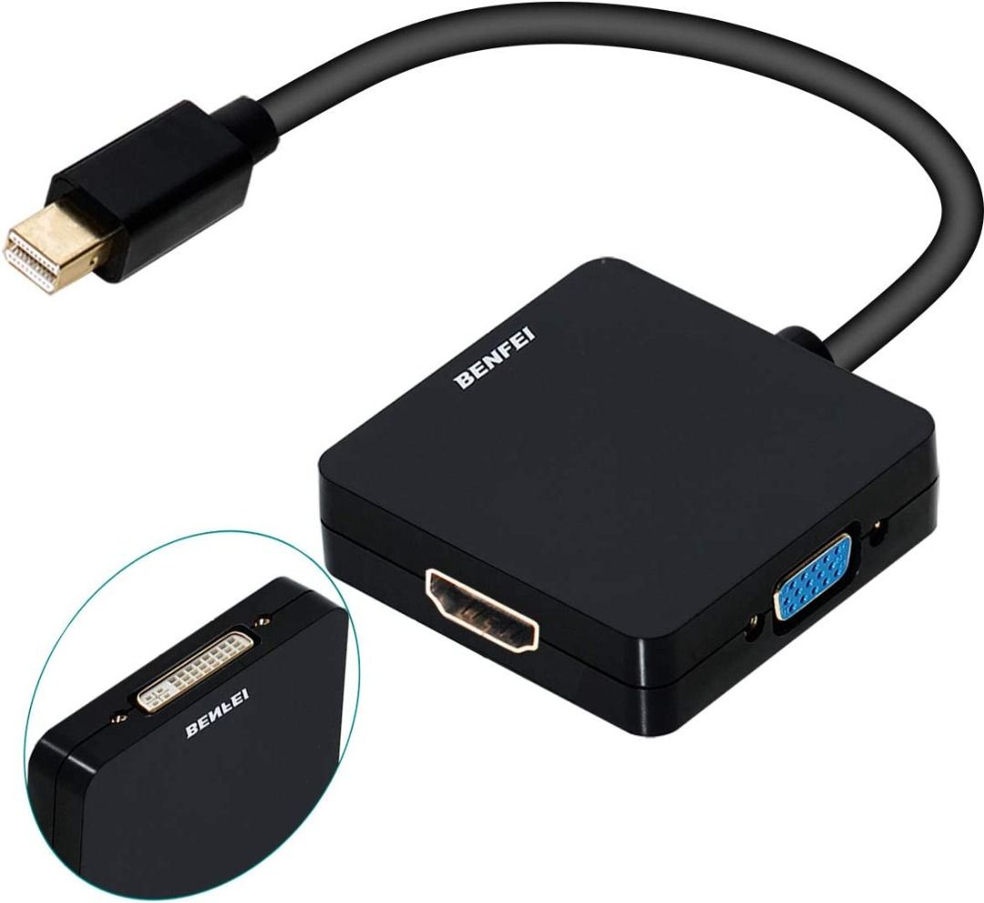 Thunderbolt Adapter, BENFEI 3-in-1 Mini DisplayPort to HDMI DVI
