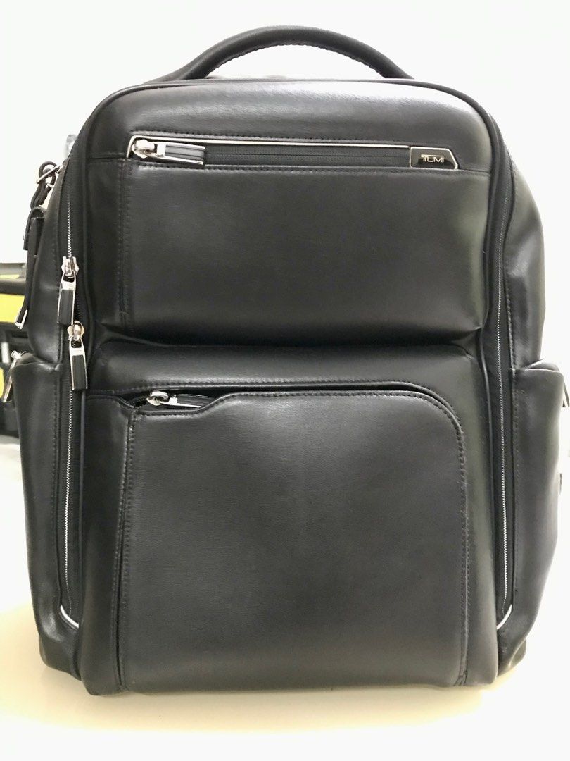 Tumi Premium Arrive Bradley calfskin leather backpack Men s