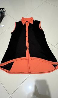 Two tone black and orange blouse