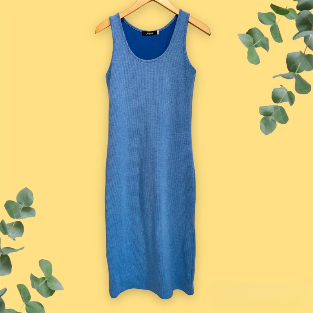 SM Urban Indigo Ribbed Dress, Women's Fashion, Dresses & Sets, Dresses