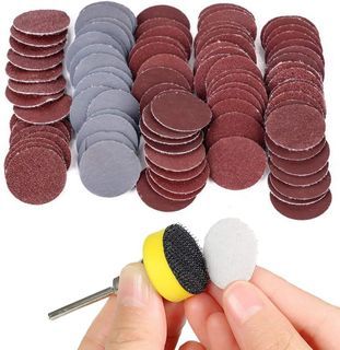 (USED - Missing shaft, only Shank backing pad ) Saipor 290pcs 1" Mixed Sander Sanding Discs 100-3000 Grit Pads Hook Loop Sandpaper with 1/8" Shank Backing Pad for Drill Grinder Rotary Tools