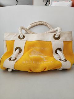 USED BURBERRY BEACH TOTE SHOULDER CANVAS BAG (YELLOW)