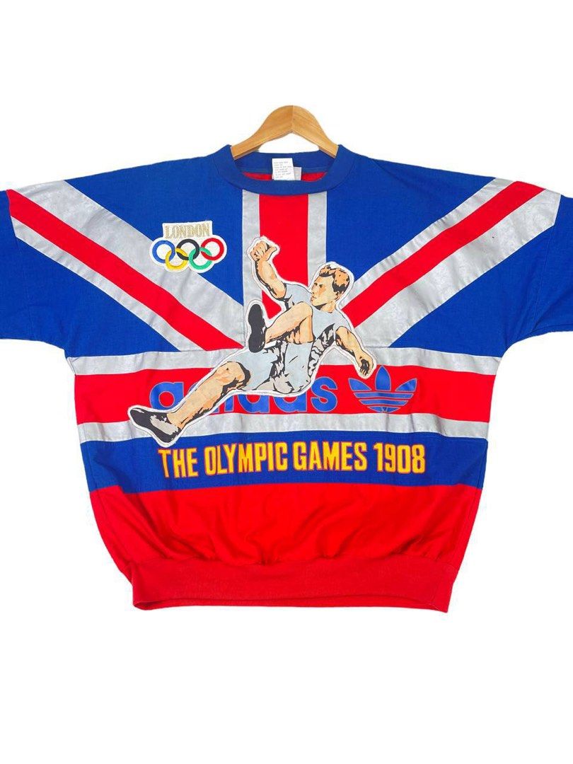 Vintage 90s Adidas Olympic London Sweatshirt, Men's Fashion, Coats