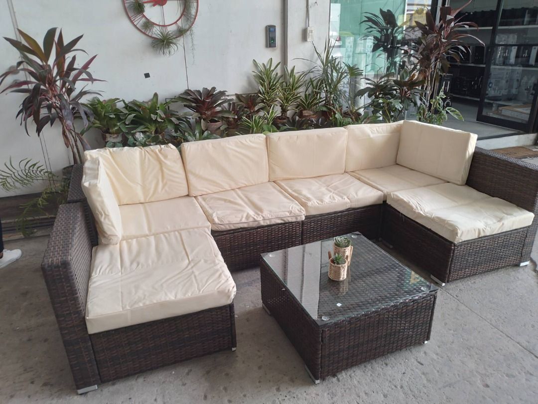 Wicker Sofa Set C (Category: Sofas) located in San Pedro. Submitted by affordable_surplus.1 (Listing ID 1221709149, Image 1). Description: Wicker Sofa Set C Price: P22,500 with cushion and glass top table Please note: As surplus stocks are constantly moving, price and availability are subject to change without prior notice. Please confirm with us before finalizing your order. #wickersofa #sofaset #gardenset #outdoorfurniture.