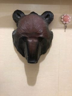 Wooden boar hanging carving