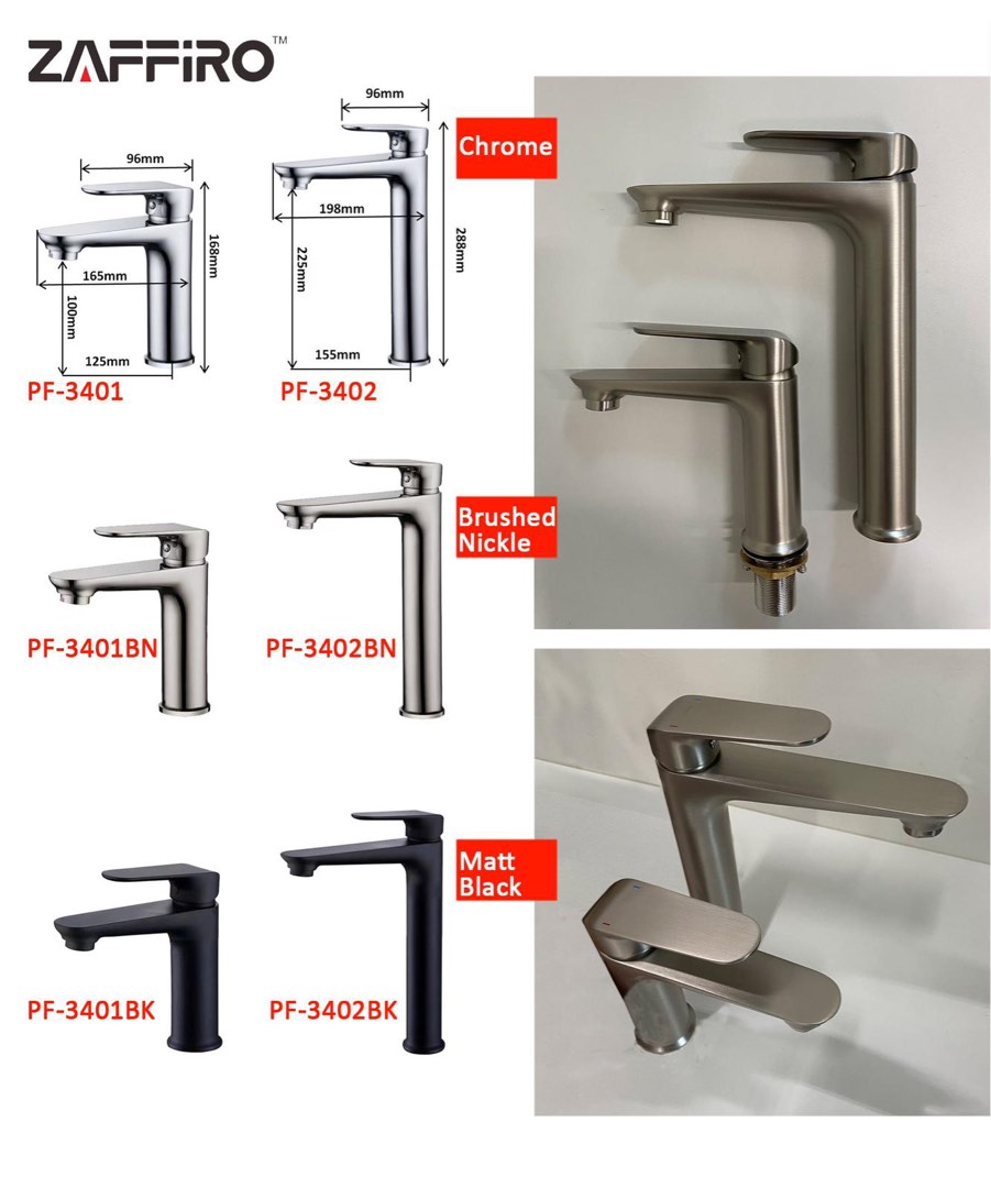 Zaffiro tall basin mixer (gun metal), Furniture & Home Living, Bathroom