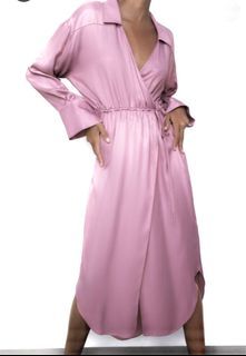 Zara 芋粉色襯衫式洋裝