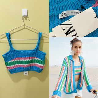 ZARA CROCHET KNIT MULTICOLOR TOP