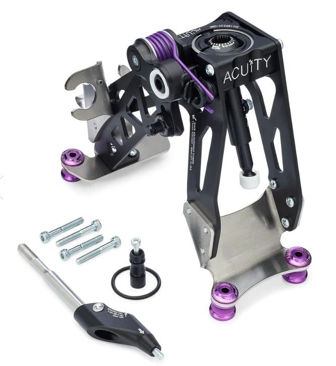 Honda Civic Type R FK8 Acuity Fully Adjustable Short Shifter (Category: Accessories) located in Singapore. Submitted by driven.sg (Listing ID 1221924641, Image 3). Description: Specs Throw is highly adjustable and can be reduced substantially Gate spacing can also be adjusted Knob height-adjustable +24mm/-10mm compared to stock Aluminum and Stainless Steel frame for efficient compliance reduction Honed bronze bushings and wear-compensating spheri