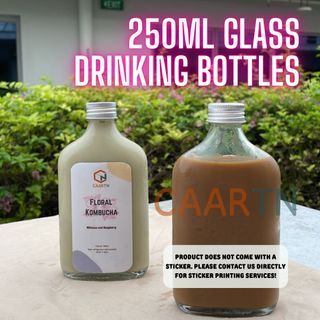 250ml Cold Brew Flat Glass Bottle for Kombucha/Milk Tea/Coffee/Juice/Liquor