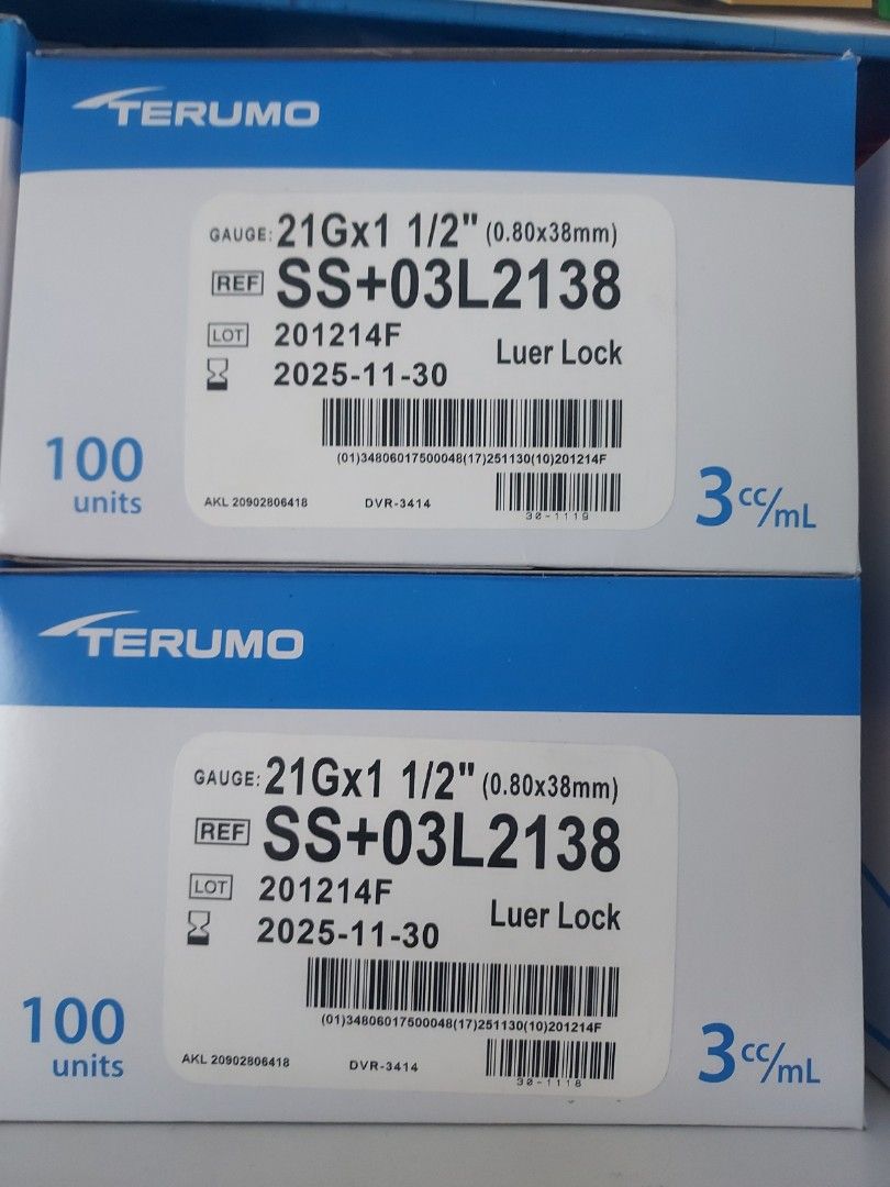 3ml Terumo syringe with needle(23G x 1") 3ml /cc Luer lock tip, Health