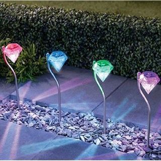 4pcs Diamond Colorful Solar Garden Lights